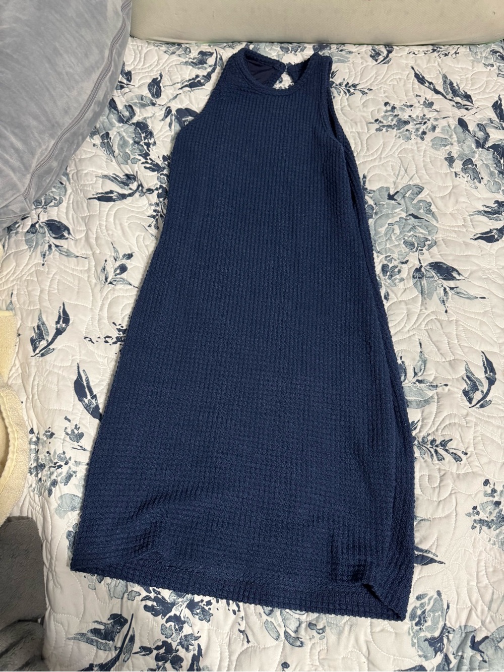 SHEIN Dark Blue Ribbed Racerback Midi Dress